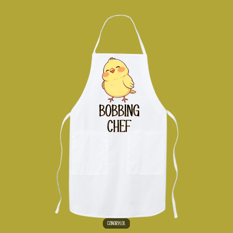 Funny Canary Bobbing Apron: Chef's Delight with a Rhythmic Bird for Kitchen Fun