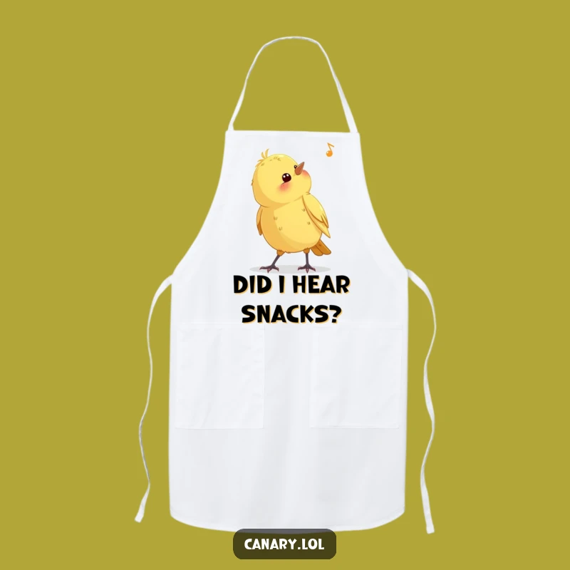 Funny Curious Canary Apron: Kitchen Bird Listening Chef Gift
