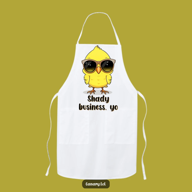 Funny Canary Bird Apron - Chef Bird with Sparkly Sunglasses