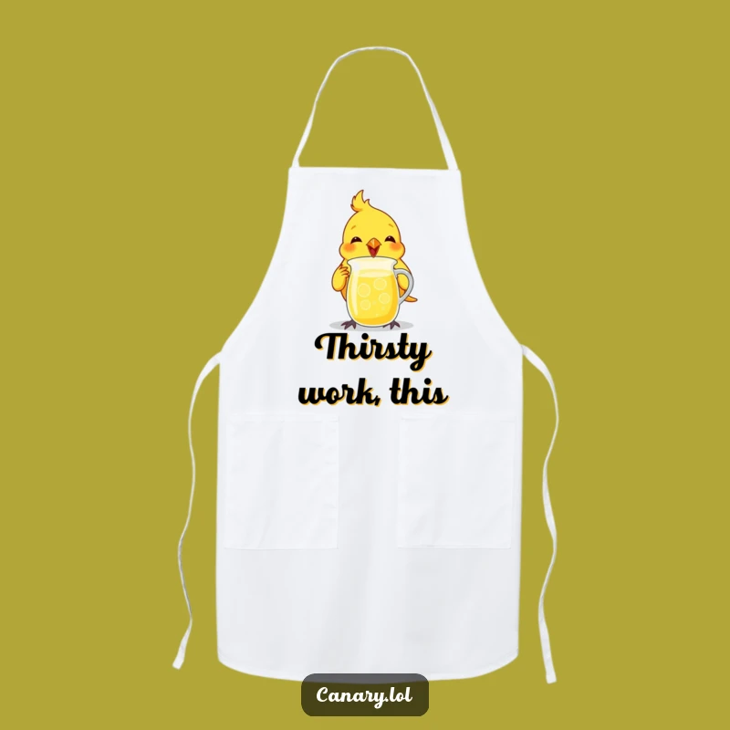 Funny Canary Lemonade Apron - Chef Bird Enjoying a Tiny Drink