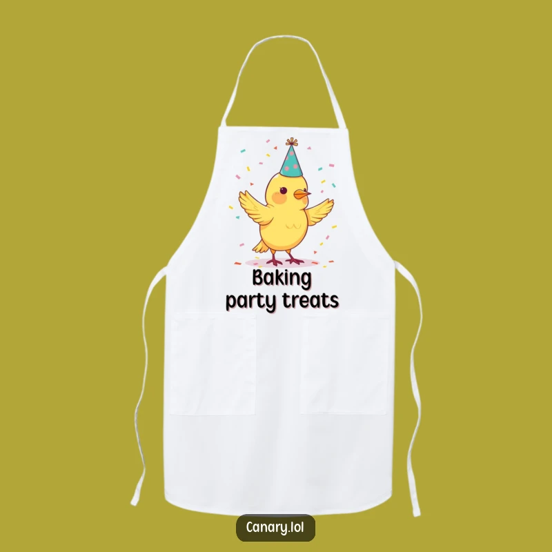 Funny Canary Party Hat Apron - Kitchen Celebration Gift!