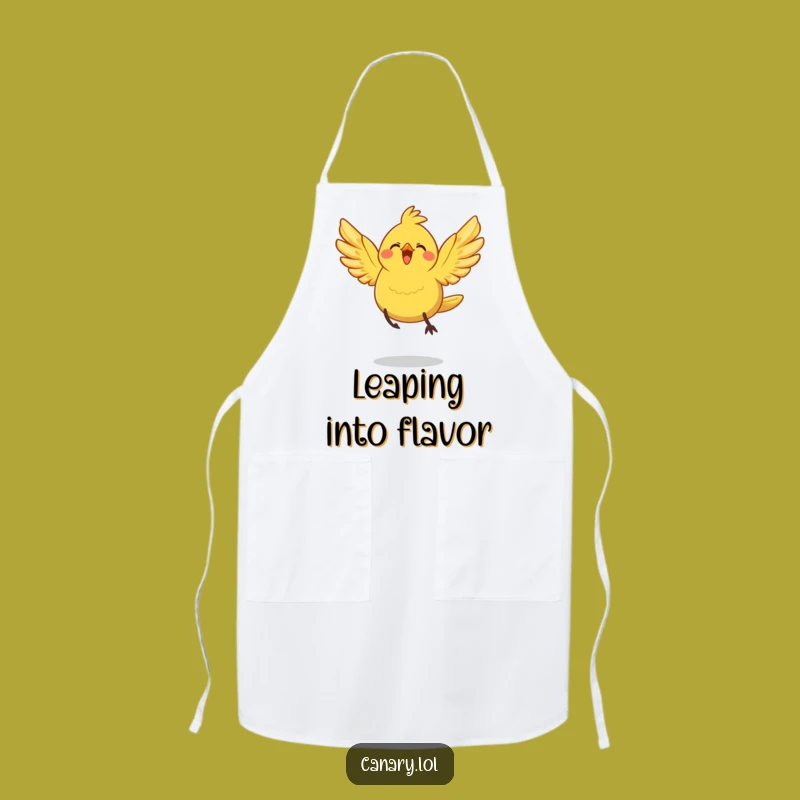Funny Joyful Leap Canary Bird Apron: Cook with Liberated Spirit