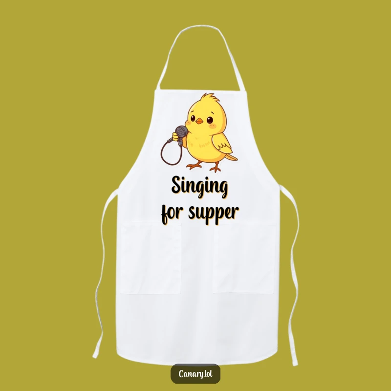 Funny Singer Apron: Canary with Twig Mic, Chef's Humorous Gift