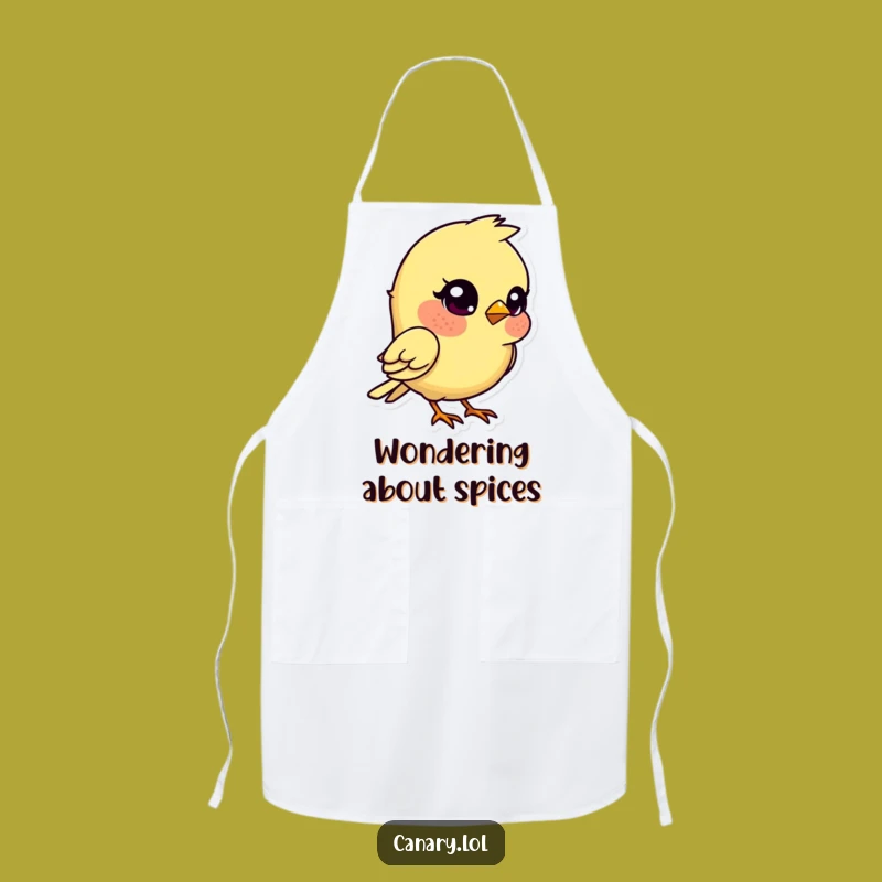 Funny Kawaii Canary Apron: Quizzical Bird for Curious Cooks!