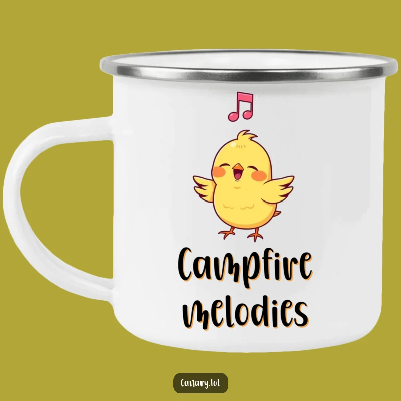 Funny Canary Singing Camping Mug - Campfire Melodies with Cheerful Tunes