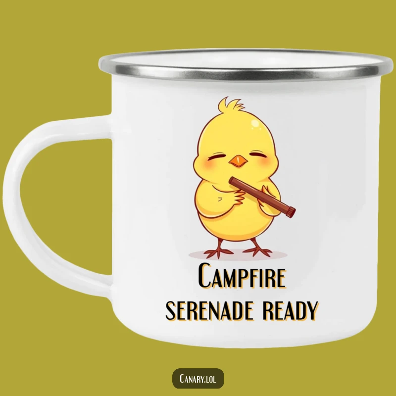 Funny Canary Flute Camping Mug: Campfire Tunes, Cheerful Bird, Ideal Funny Gift