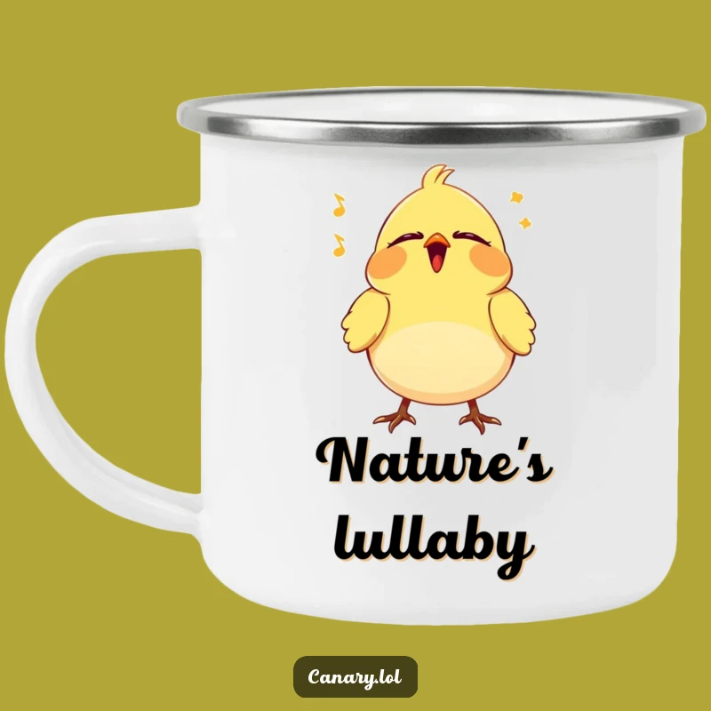 Funny Happy Song Canary Camping Mug - Serene Campfire Melodies