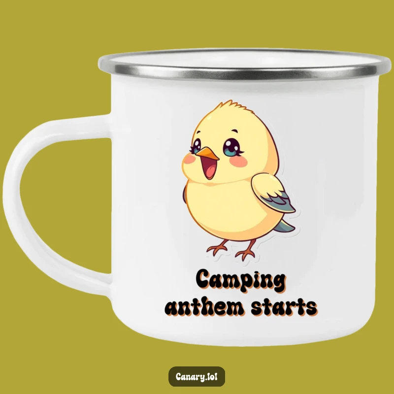 Funny Singing Canary Bird Camping Mug: Campfire Harmonies