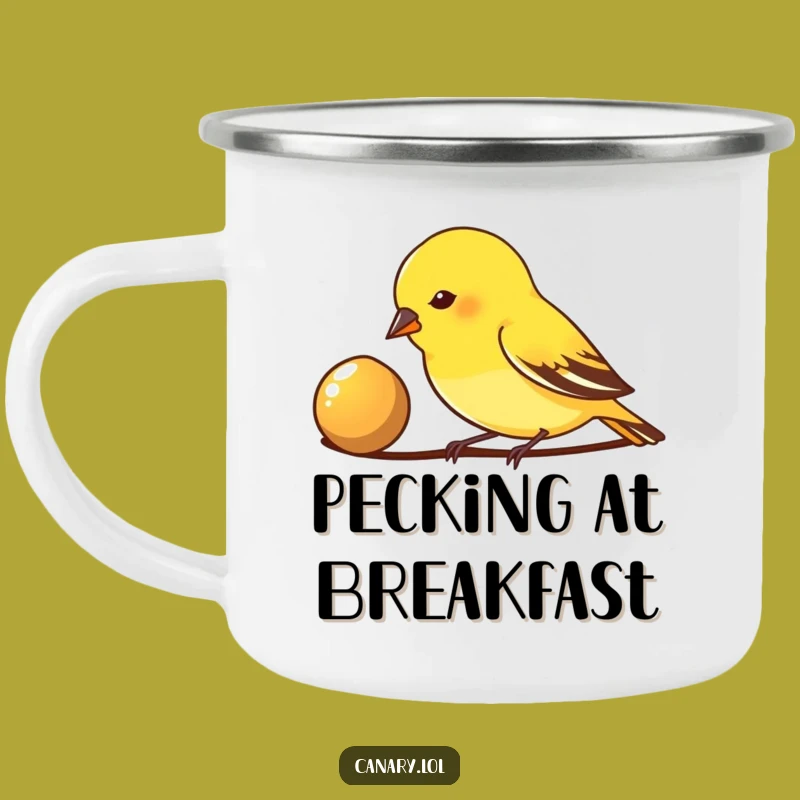 Funny Pecking Canary Bird Camping Mug: Focused Adventures