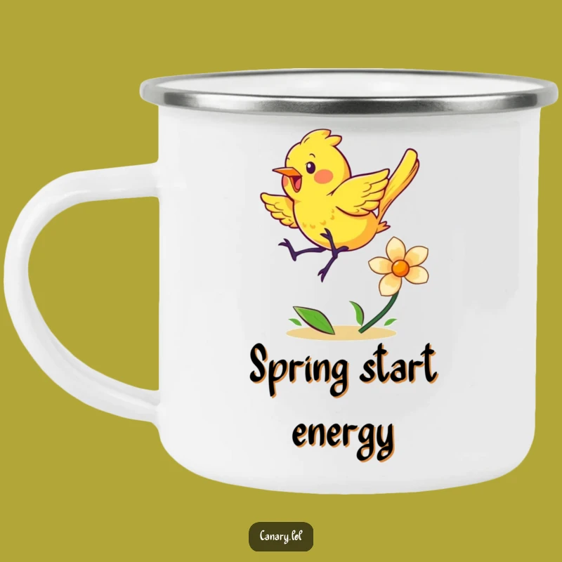 Funny Energetic Canary Camping Mug - Adventure Bounce Bird Mug