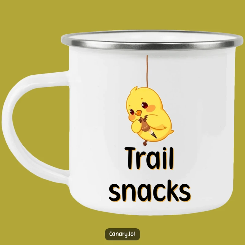Funny Pecking Canary Camping Mug - Playful Campfire Snacks