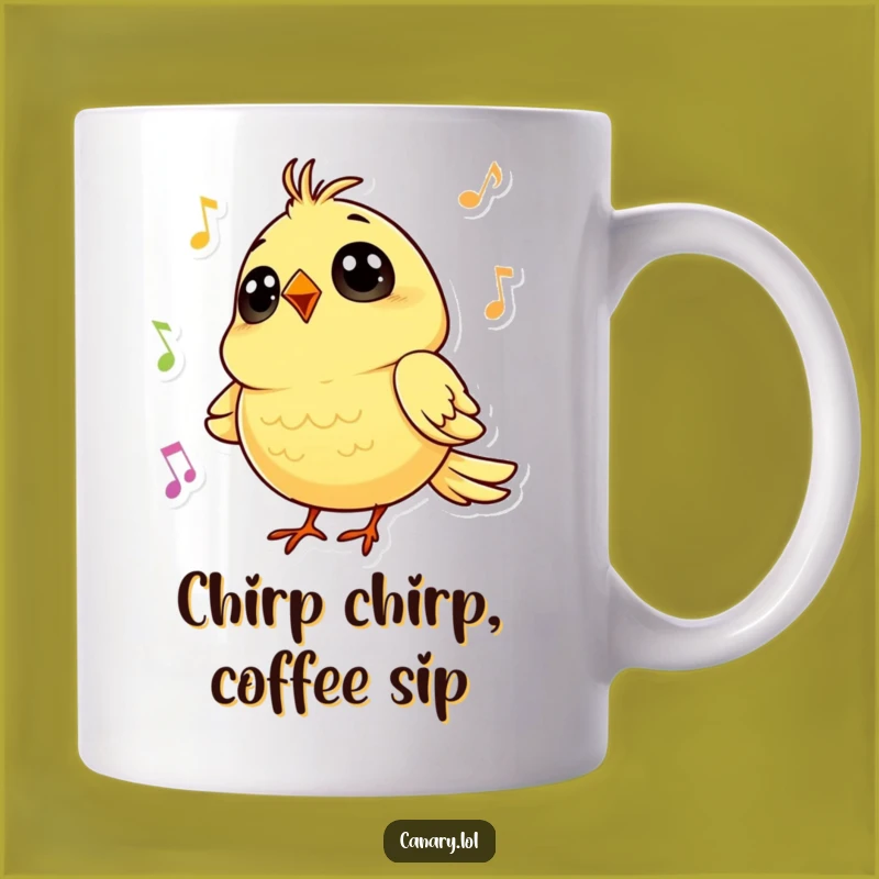 Funny Canary Singing Mug: Cheerful Tiny Bird Gift for Music Lovers