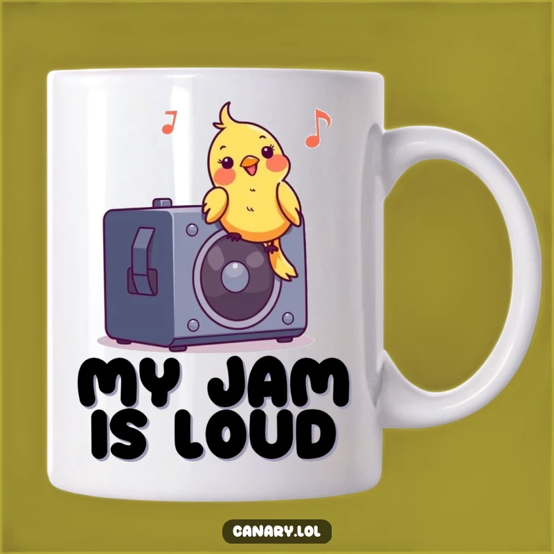 Funny Canary DJ Mug: Cheerful Bird Rocking to Music, Perfect Funny Gift