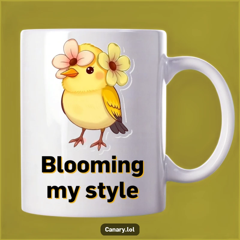 Funny Canary Flower Hat Mug: Hilarious Bird Fashion Gift Idea