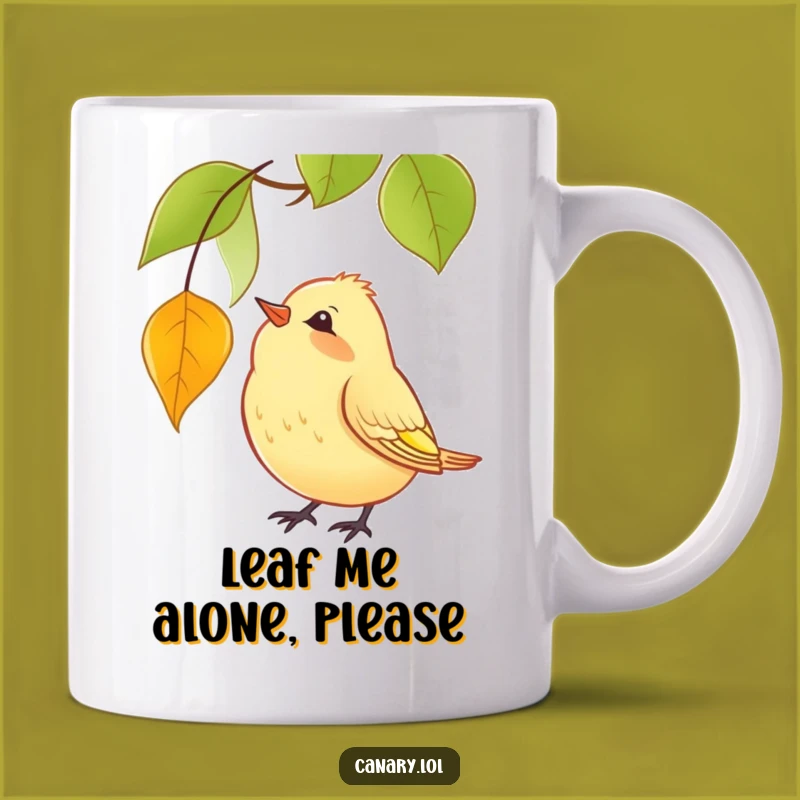 Funny Canary Leaf Watching Mug: A Curious Bird Gift for Nature Lovers