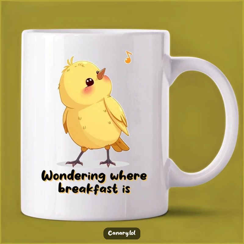 Funny Curious Canary Listening Mug: A Whimsical Gift for Bird Lovers
