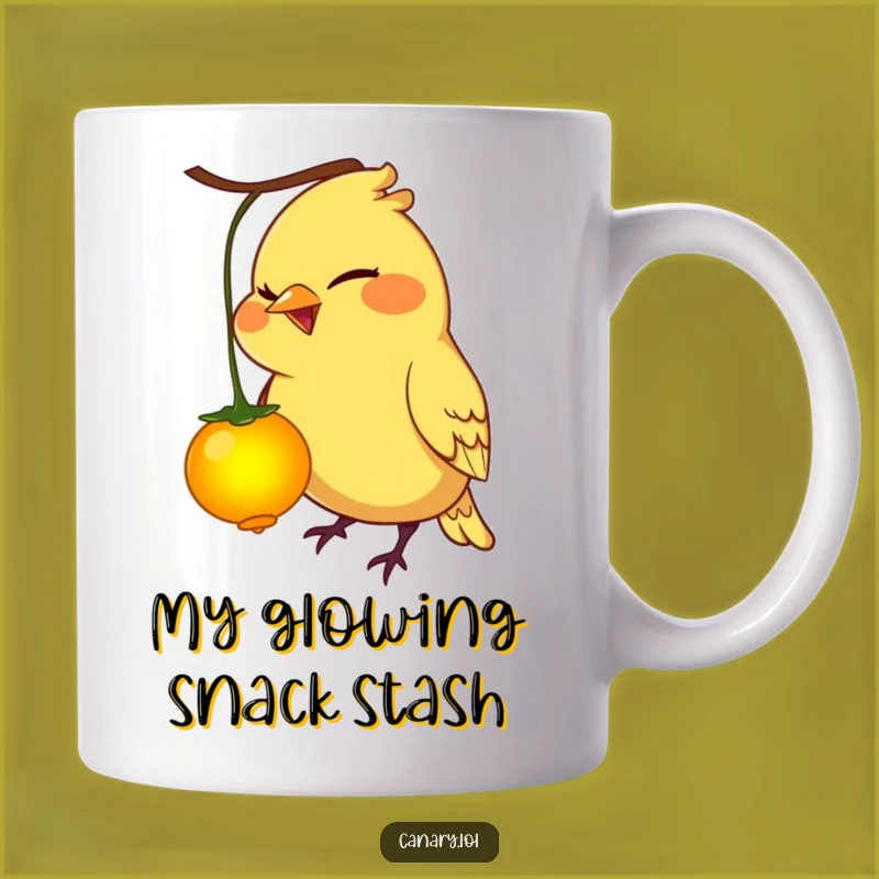 Funny Mischievous Canary Bird Pecking Glowing Berry Mug - Perfect Funny Gift