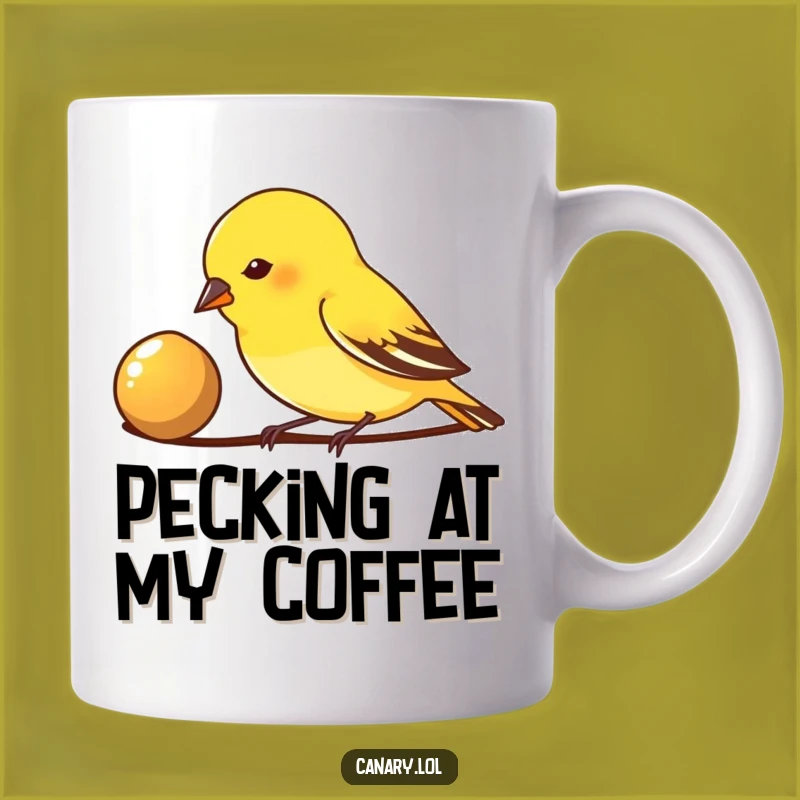Funny Pecking Canary Bird Mug: Focused on What Matters Gift