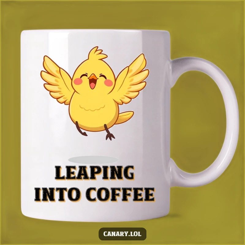 Funny Joyful Leap Canary Bird Mug: Spread Your Wings Gift