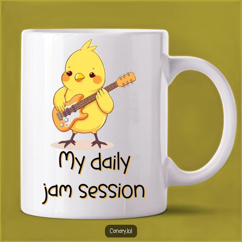 Funny Canary Rock Star Mug - Tiny Feet Guitarist Grooving Gift