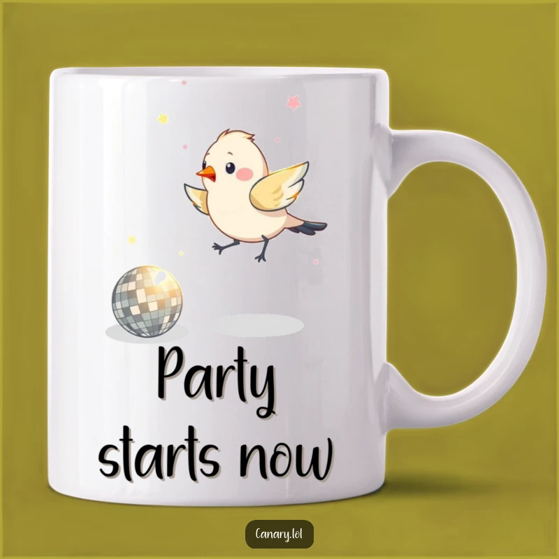 Funny Disco Bird Mug: Excited Hopper Party Bird, Perfect Funny Gift