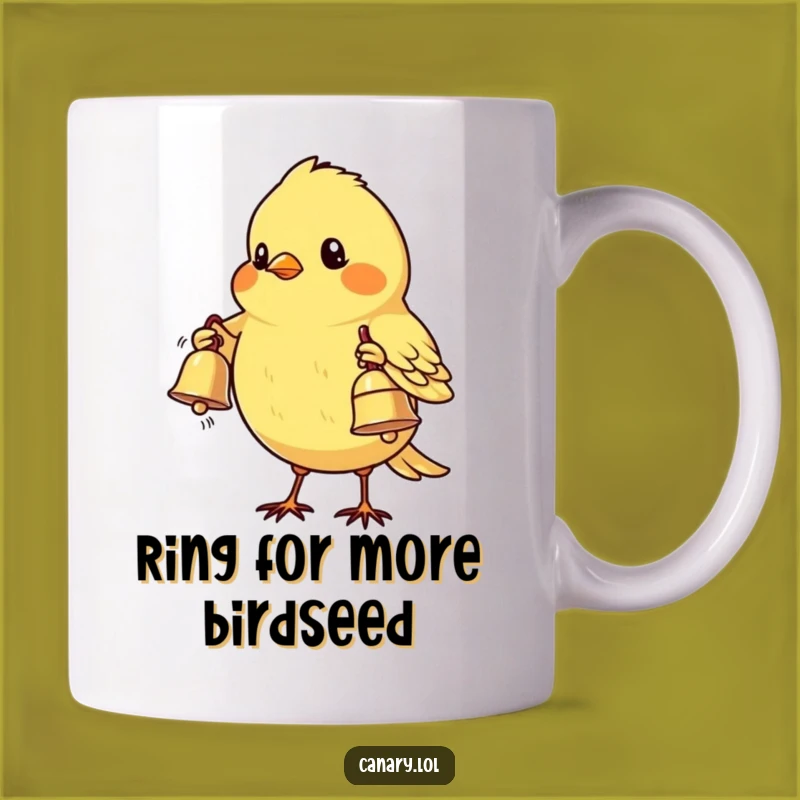 Funny Shy Canary Bird Gift Mug - Little Bell Offering, Perfect Present for Bird Lovers