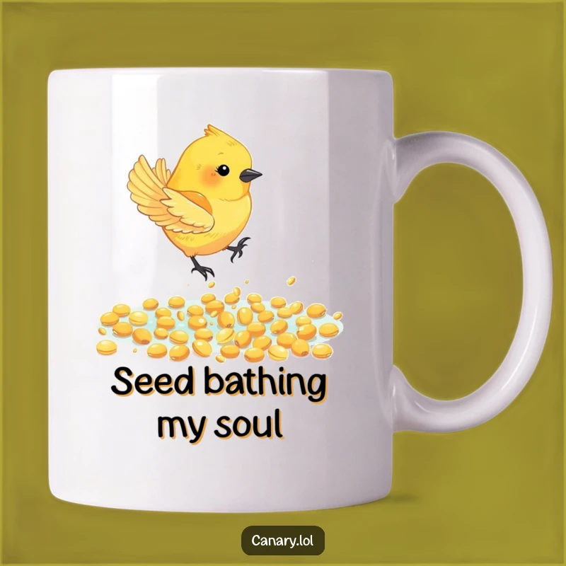 Funny Canary Bird Seed Dive Mug - Golden Feast, Humorous Gift for Bird Lovers