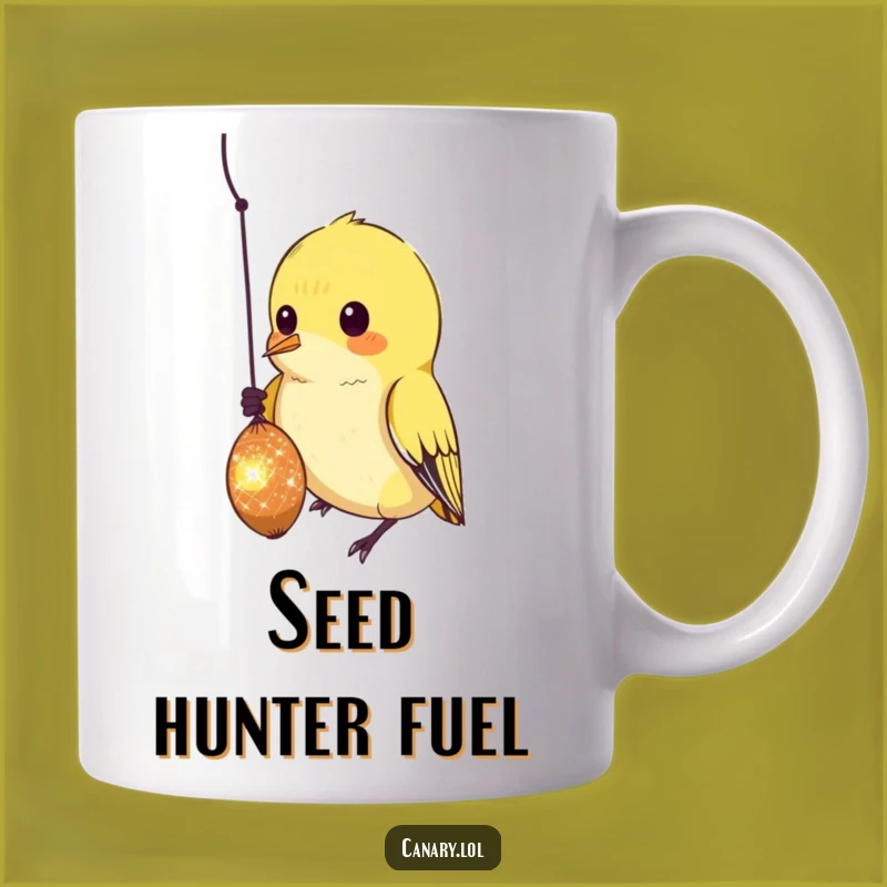 Funny Curious Canary Mug: Sparkling Seed Pecking Bird Lover Gift