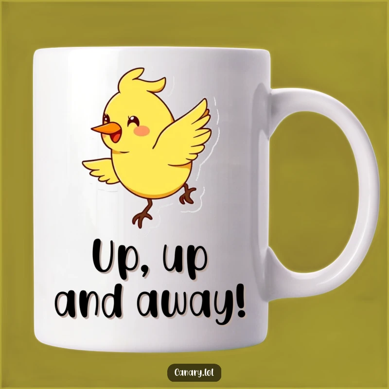 Funny Flying Canary Smile Mug: Joyful Arc Design, Perfect Humorous Gift for Bird Lovers