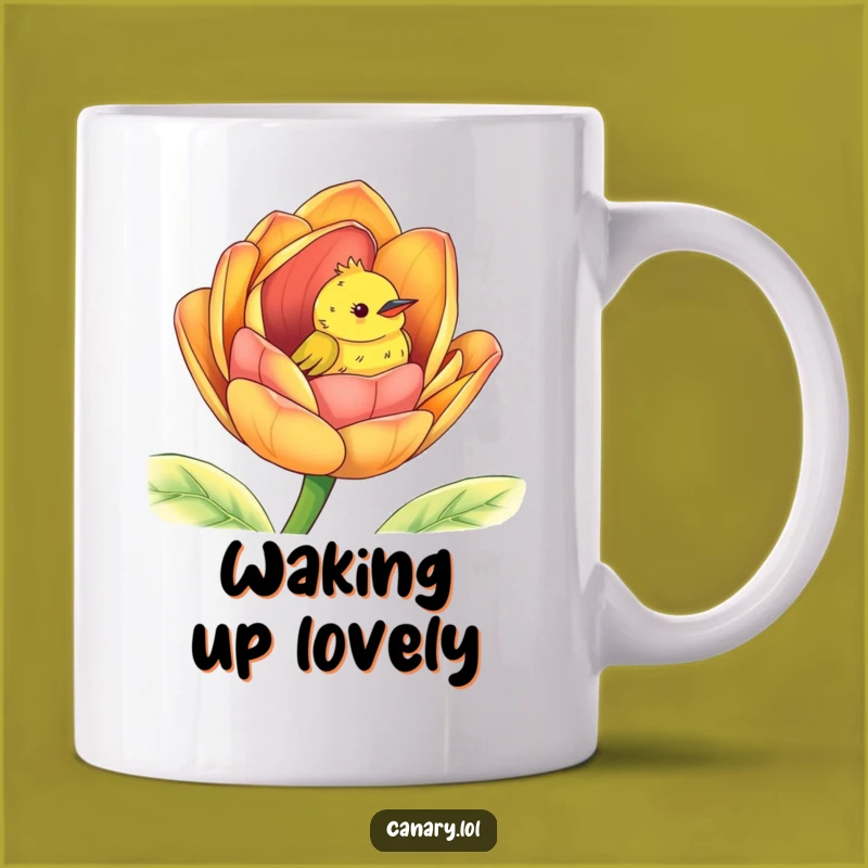 Funny Peek-a-Boo Canary Mug: Cute Bird Flower Gift for Her