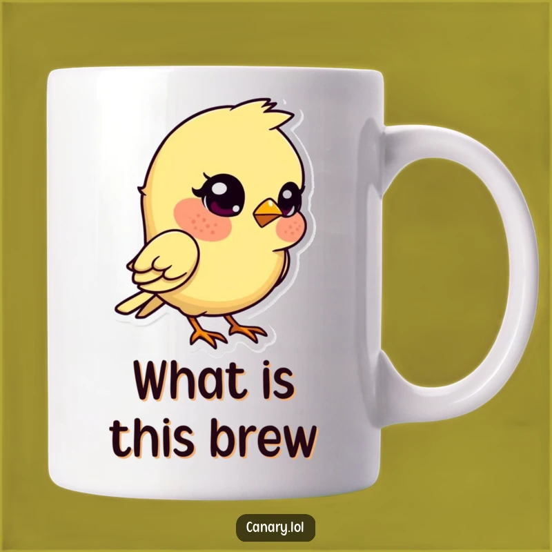 Funny Kawaii Canary Mug: Quizzical Bird Gift for Thoughtful Coffee Lovers!