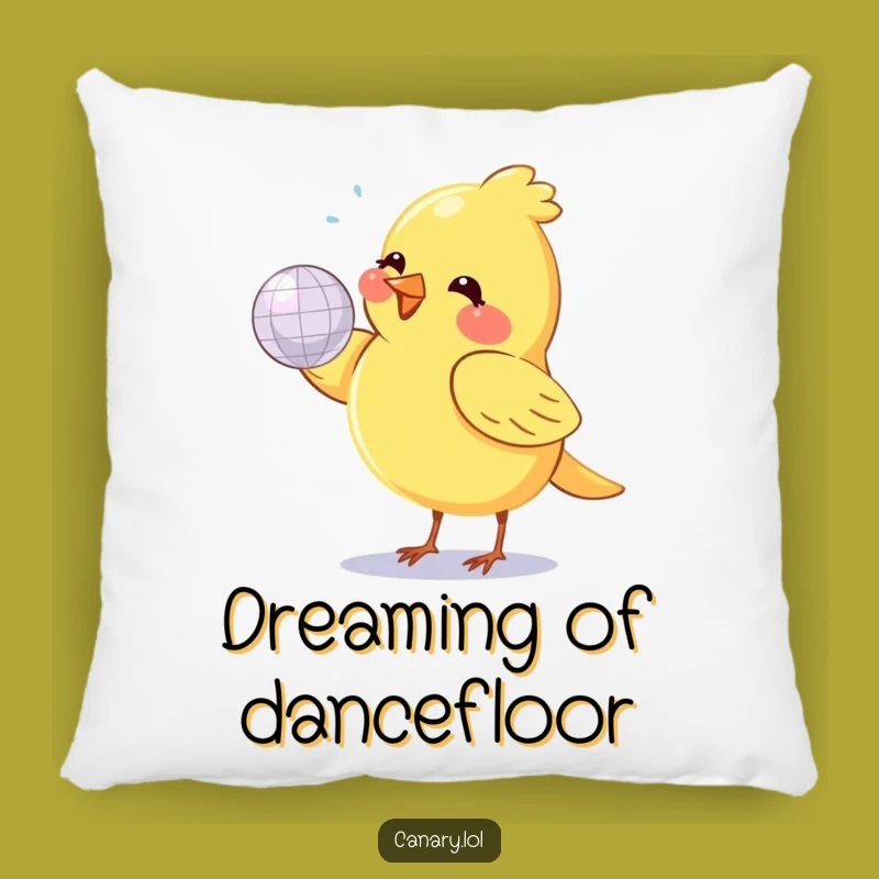 Funny Canary Disco Pillow: Comfort Meets Sparkle! A Comfy Funny Gift.