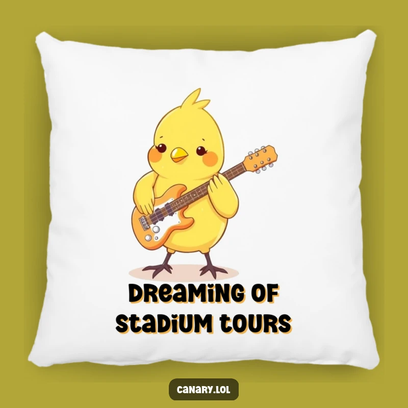 Funny Canary Guitar Pillow - Cozy Groovy Bird Music Decor