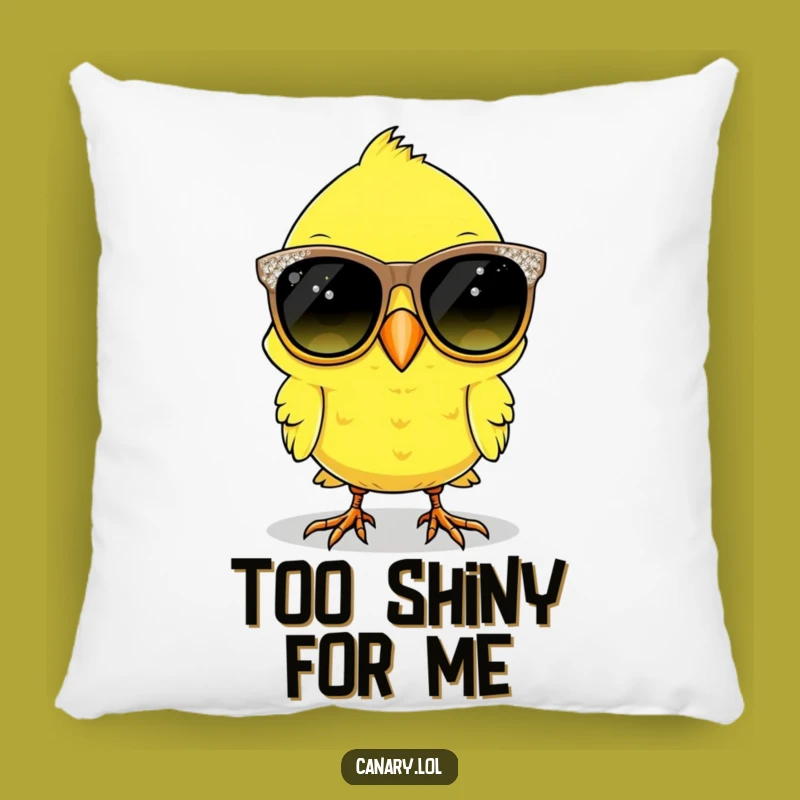 Funny Canary Bird Pillow - Comical Sparkly Sunglasses Accent