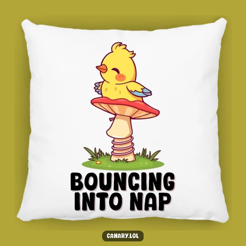 Funny Canary Mushroom Pillow - Cozy Bouncing Bird Comfort