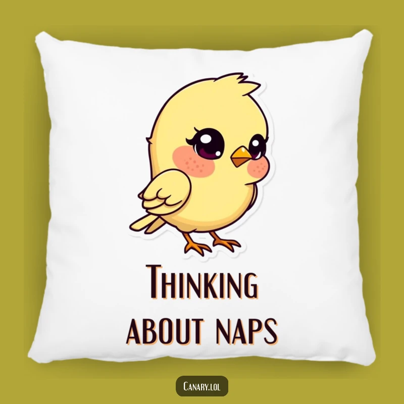 Funny Kawaii Canary Pillow: Quizzical Bird Comfort for Cozy Pondering!