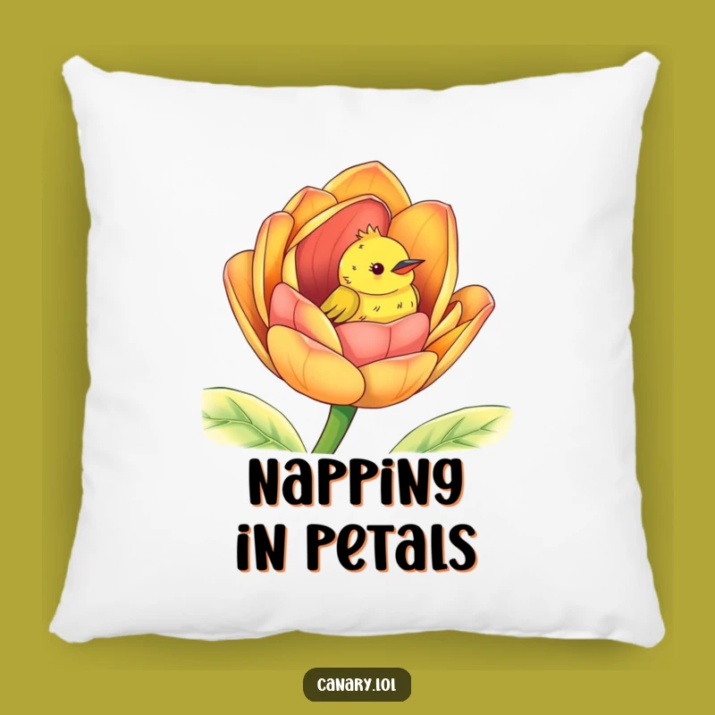 Funny Peek-a-Boo Canary Pillow: Soft Flower Bird Accent Gift