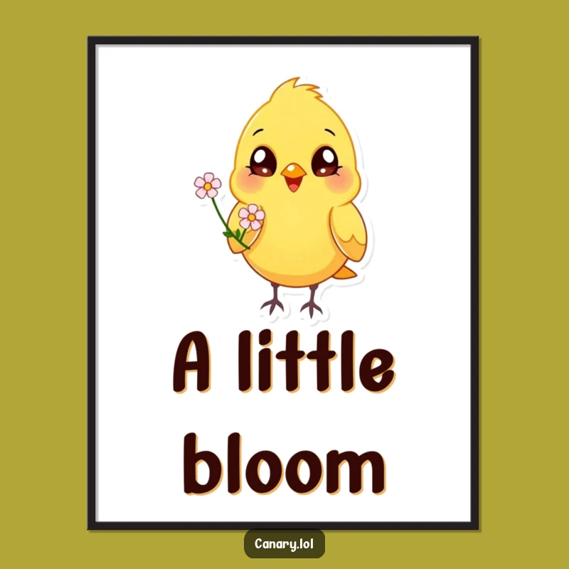 Funny Happy Canary Flower Digital Art: Cheerful Bird Download, Joyful Printable Decor