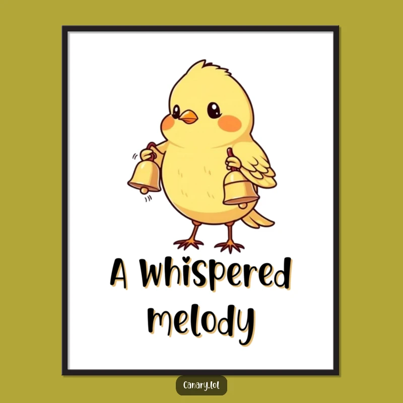 Funny Shy Canary Bird Digital Art - Instant Download, Bell Offering, Perfect Gift Art
