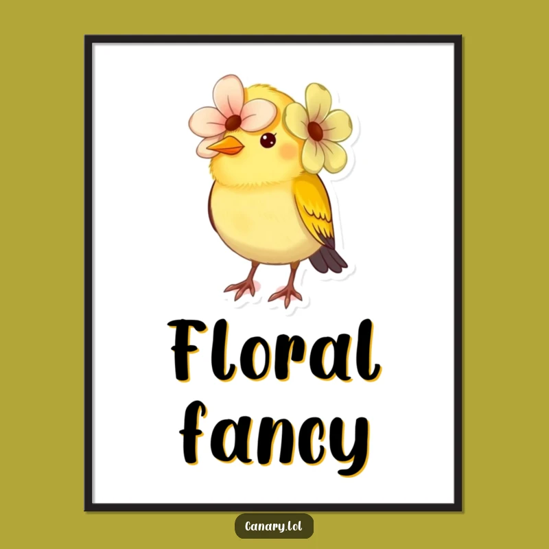 Funny Canary Flower Hat Digital Print: Whimsical Wall Art