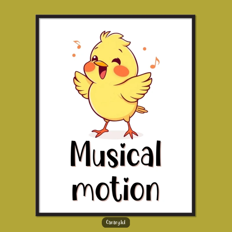Funny Cheerful Canary Digital Print: Musical Beat Art