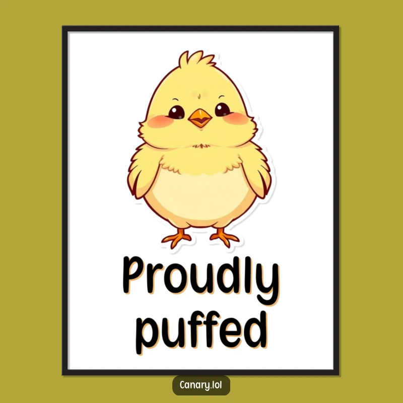 Funny Chubby Canary Digital Art - Instant Proud Bird Download