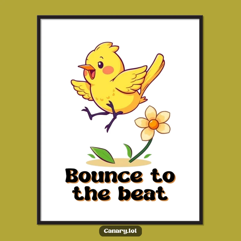 Funny Energetic Canary Digital Art - Instant Bouncing Bird Download