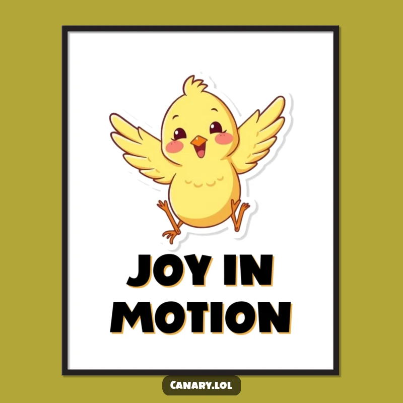 Funny Happy Canary Leaping Digital Art Print - Instant Joyful Energy