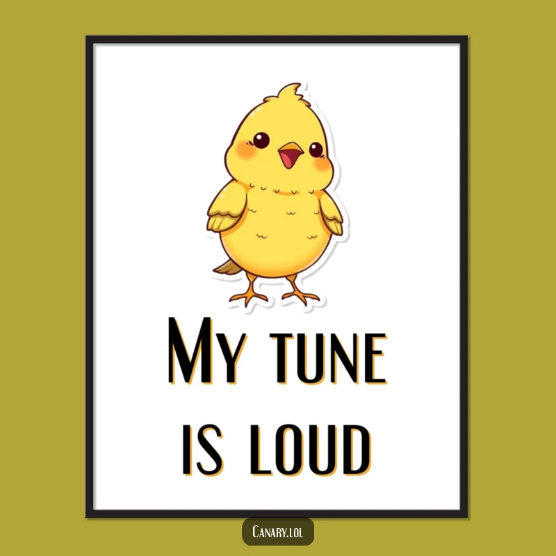 Funny Kawaii Canary Digital Art: Cheerful Chirping Bird Printable for Joyful Decor!