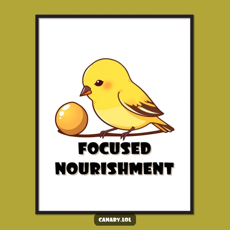 Funny Pecking Canary Bird Digital Art: Instant Focused Decor