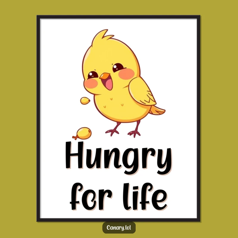 Funny Kawaii Canary Digital Art, Pecking Design, Hilarious Instant Download