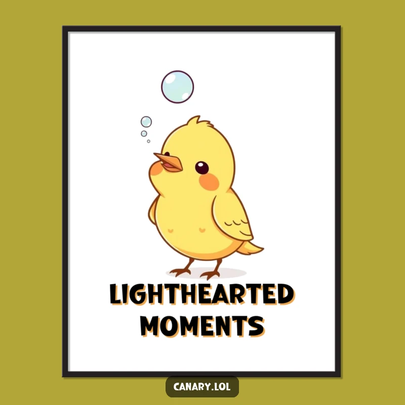 Funny Canary Bubble Digital Art: Whimsical Bird Print for Playful Decor