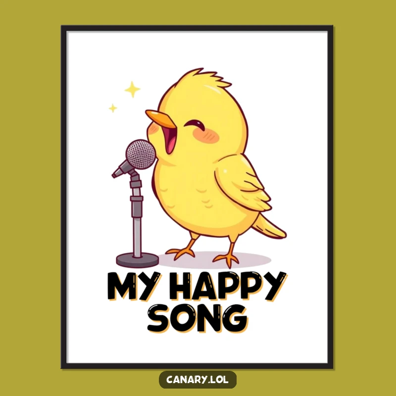 Funny Digital Art: Beaming Canary Sings - Instant Humorous Decor