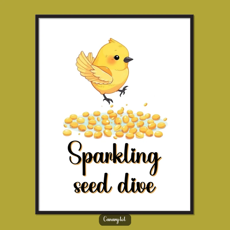 Funny Canary Bird Seed Dive Digital Art - Instant Download, Golden Joy, Perfect Gift Art